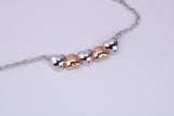 Love Hearts Necklace with Length Adjustable Chain, Made from solid Sterling Silver, 18ct Rose Gold Plated