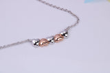 Love Hearts Necklace with Length Adjustable Chain, Made from solid Sterling Silver, 18ct Rose Gold Plated