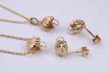 Pearl set Shell Necklace and Earrings with Matching Bracelet, Made from solid Sterling Silver, 18ct Yellow Gold Plated