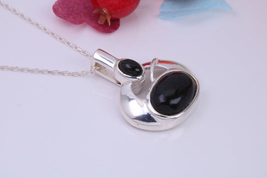 Real Black Jade set Necklace, Made from Solid Sterling Silver, Very Dressy