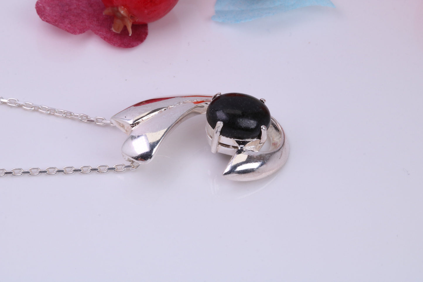 Real Black Jade set Necklace, Made from Solid Sterling Silver, Very Dressy