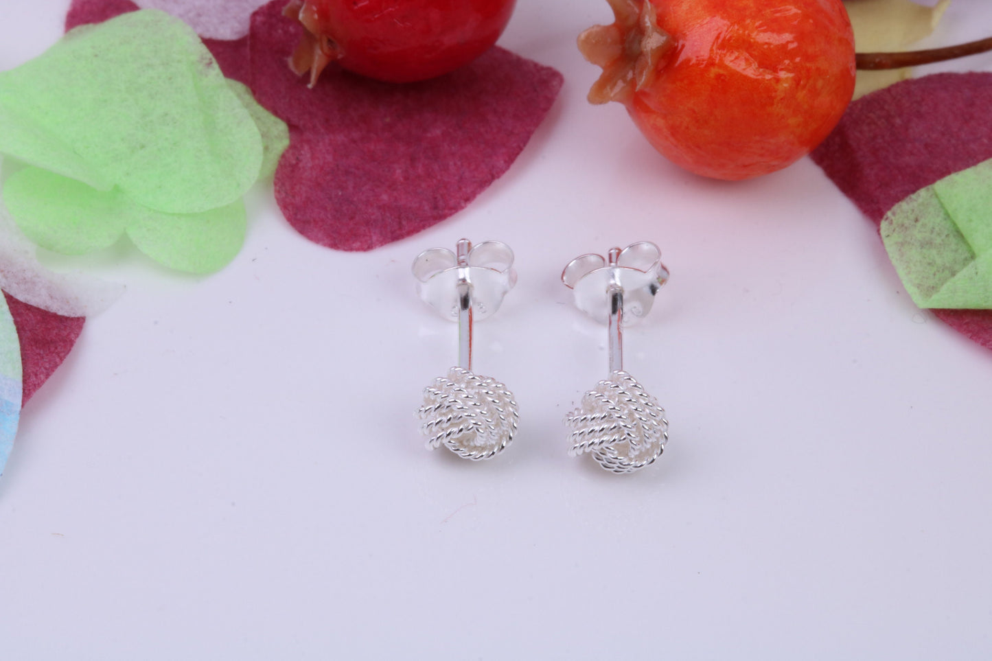 6 mm Round Knotted Stud Earrings, Made from 925 Grade Sterling Silver