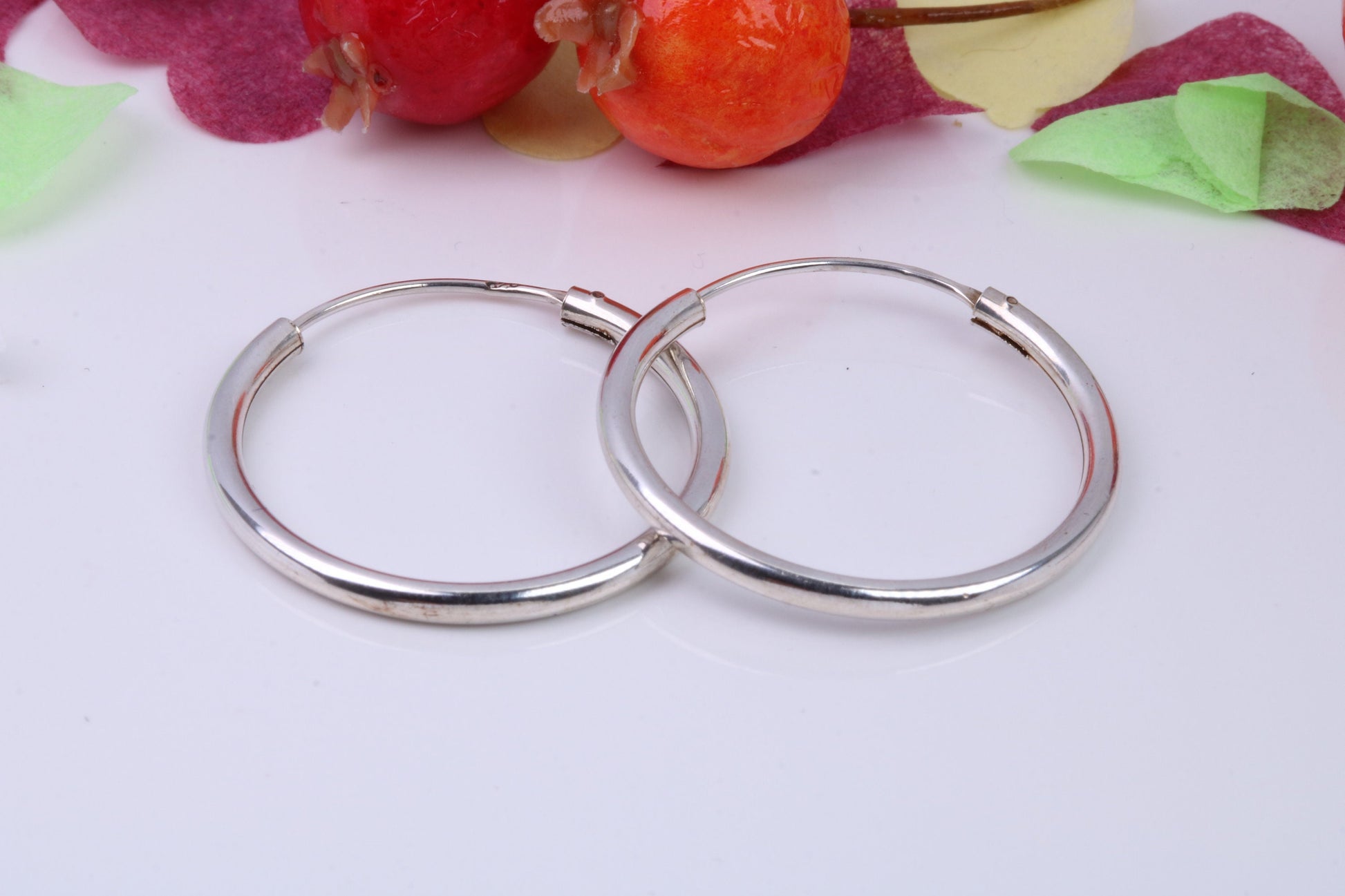 25 mm Round Sleeper Hoop Earrings Made from 925 Grade Sterling Silver