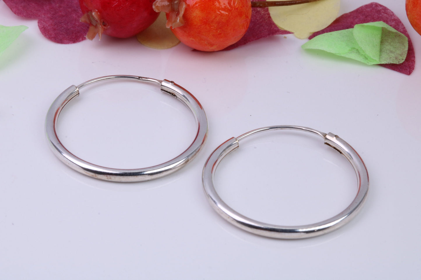 25 mm Round Sleeper Hoop Earrings Made from 925 Grade Sterling Silver