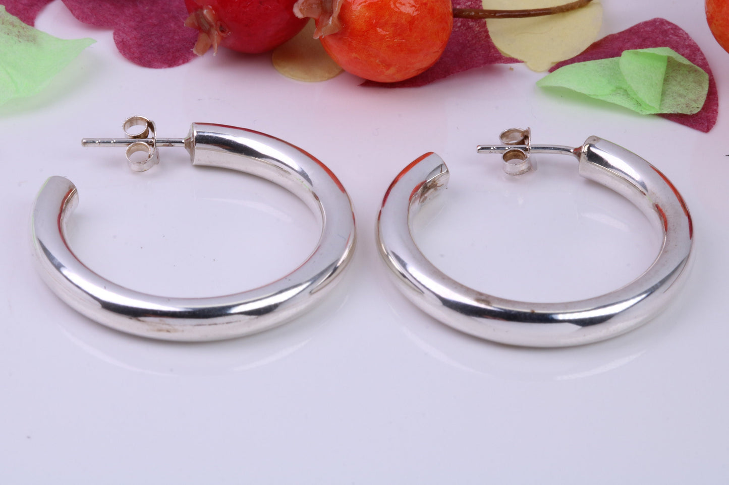 30 mm Round Creole Hoop Earrings Made from 925 Grade Sterling Silver