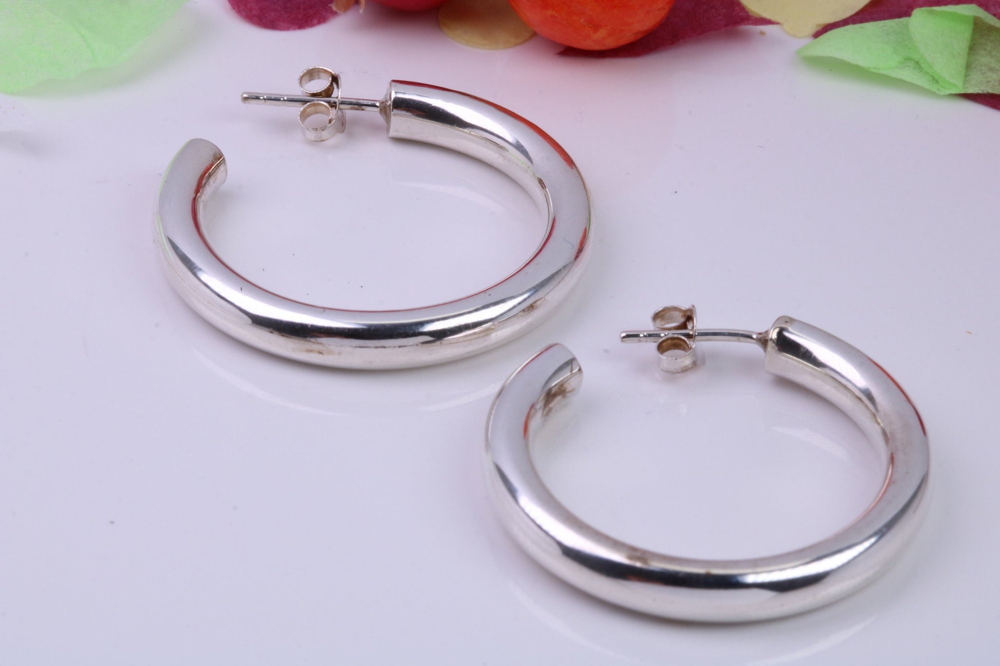 30 mm Round Creole Hoop Earrings Made from 925 Grade Sterling Silver