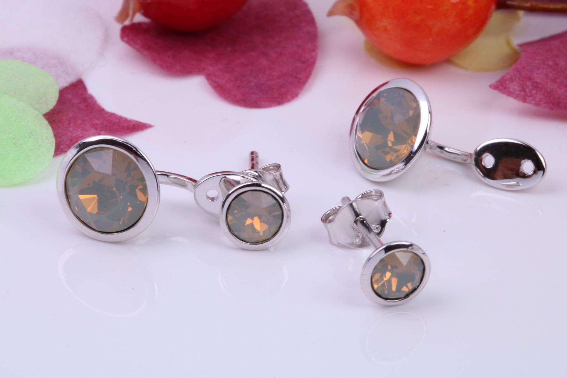 Grey Opal set Earrings, 2 in 1 Earrings, May be Worn as Droppers or Studs, Made from 925 Grade Sterling Silver