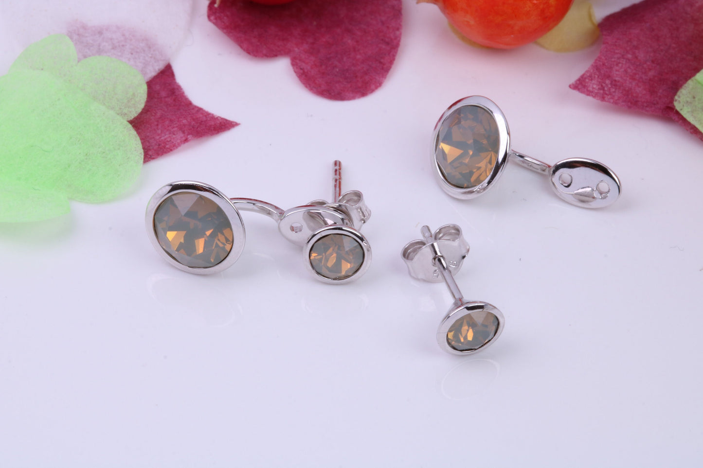 Grey Opal set Earrings, 2 in 1 Earrings, May be Worn as Droppers or Studs, Made from 925 Grade Sterling Silver