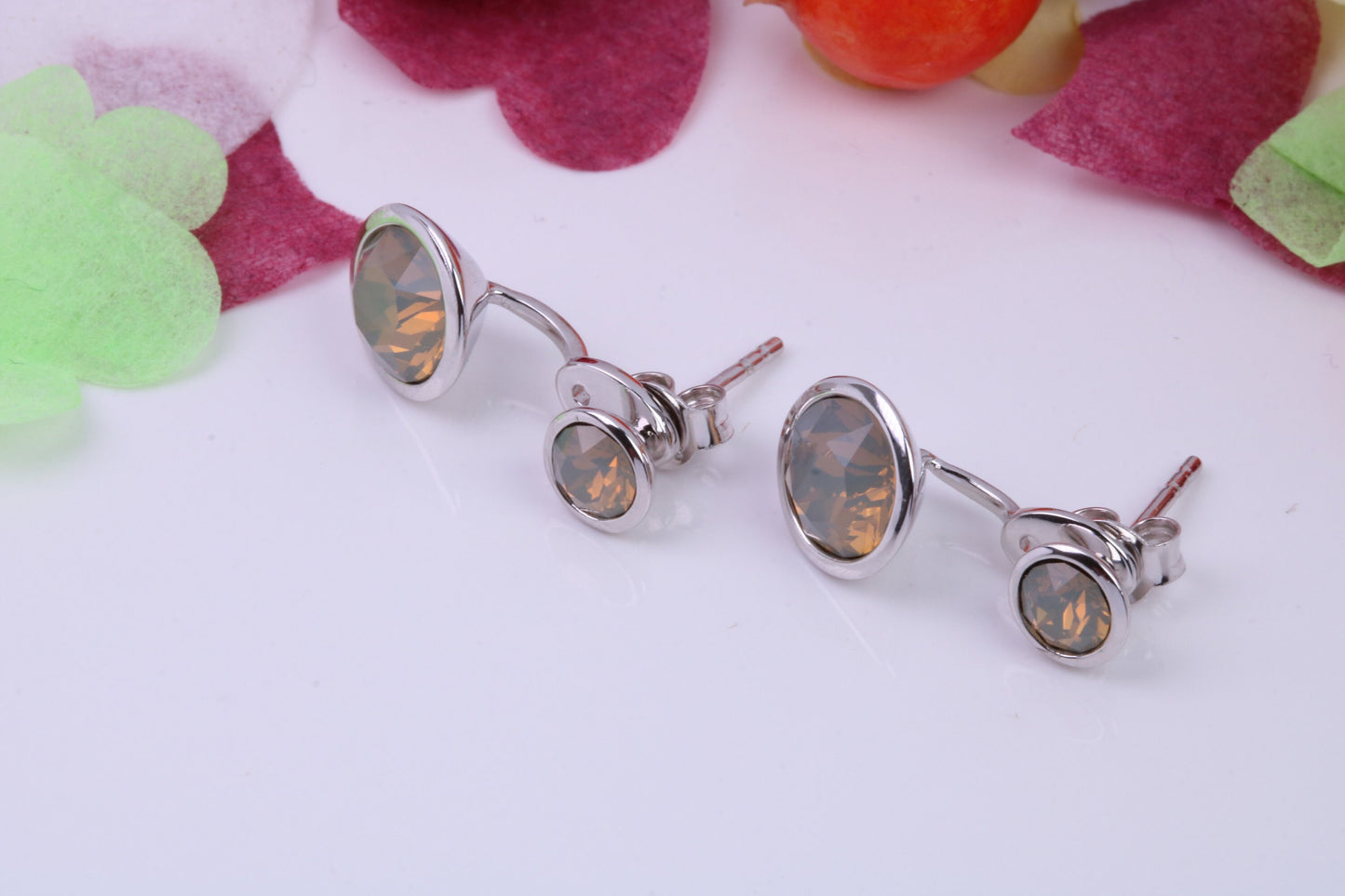 Grey Opal set Earrings, 2 in 1 Earrings, May be Worn as Droppers or Studs, Made from 925 Grade Sterling Silver