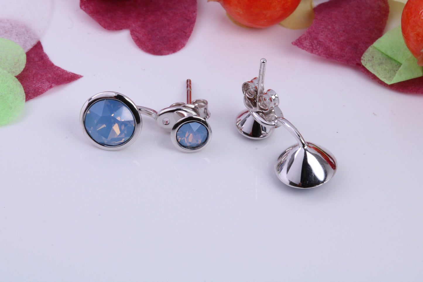 Blue Opal set Earrings, 2 in 1 Earrings, May be Worn as Droppers or Studs, Made from 925 Grade Sterling Silver