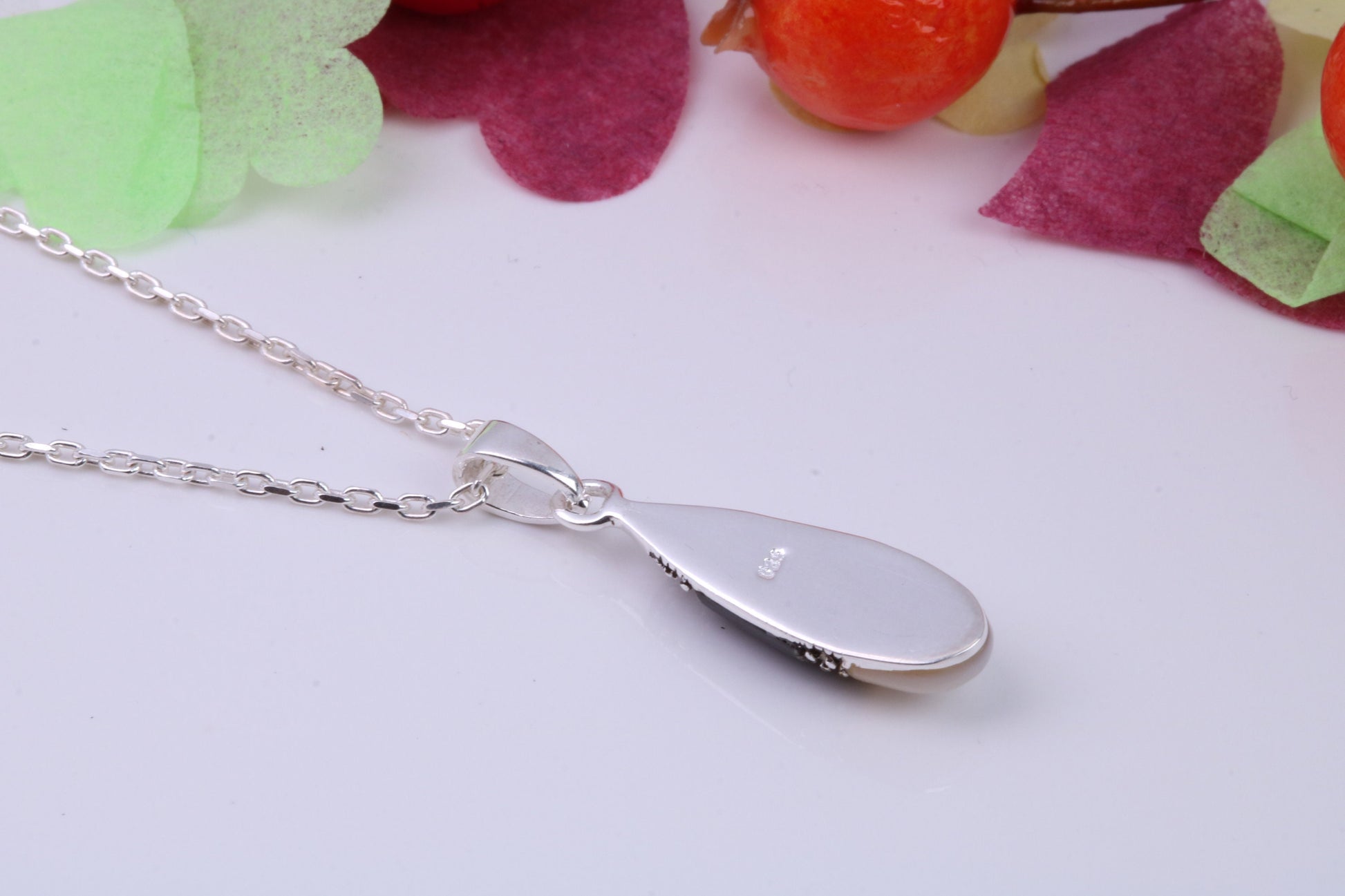 Black Onyx, Mother of Pearl and Marcasite set Necklace, made from solid Sterling Silver