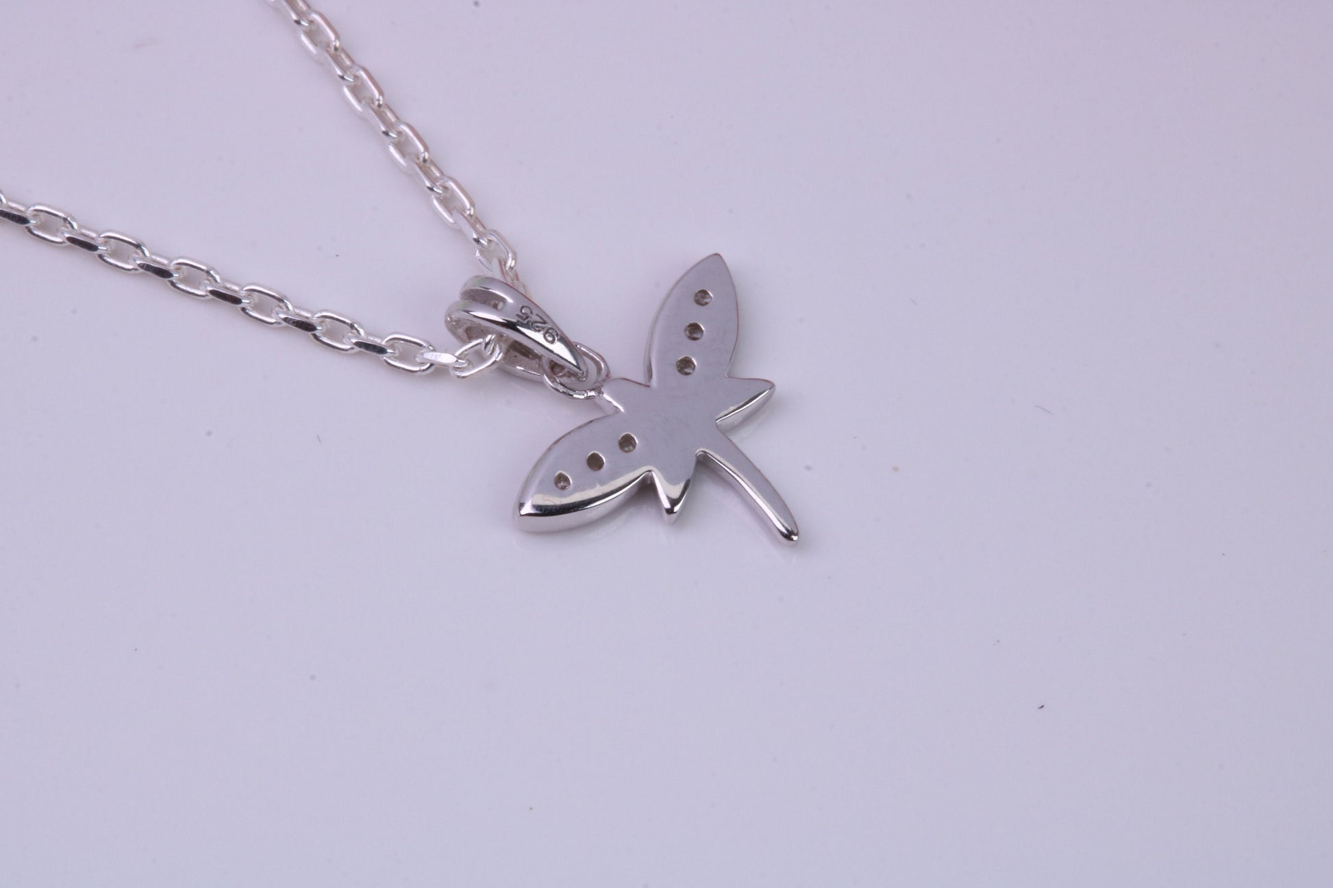 Dragon Fly Cubic Zirconia set Necklace, made from solid Sterling Silver