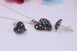 Love Hearts Cubic Zirconia set Necklace and Earrings, Made from solid Sterling Silver