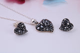 Love Hearts Cubic Zirconia set Necklace and Earrings, Made from solid Sterling Silver