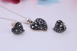 Love Hearts Cubic Zirconia set Necklace and Earrings, Made from solid Sterling Silver