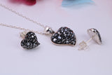 Love Hearts Cubic Zirconia set Necklace and Earrings, Made from solid Sterling Silver