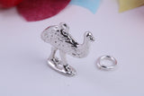 Emu Charm, Traditional Charm, Made from Solid 925 Grade Sterling Silver, Complete with Attachment Link