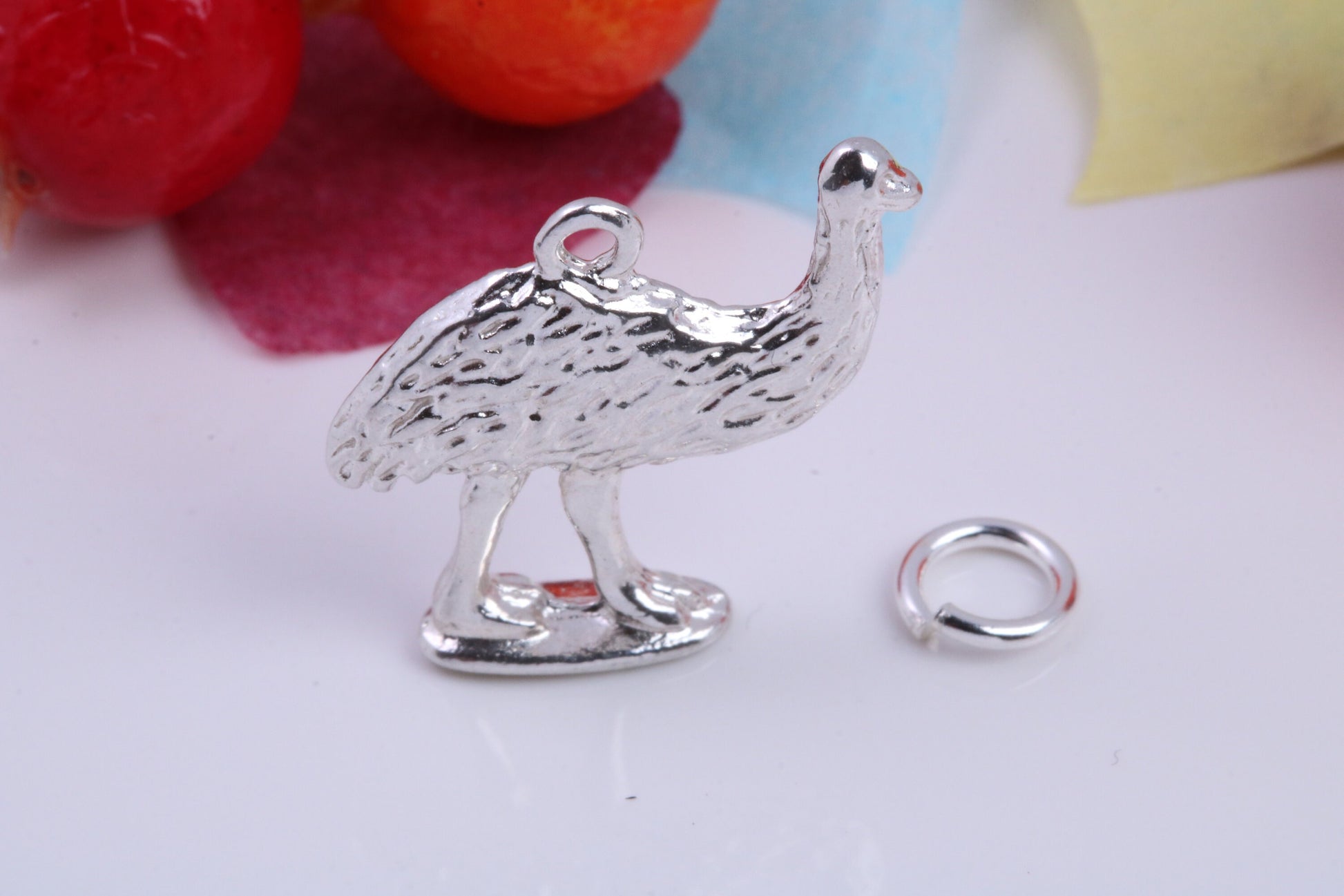 Emu Charm, Traditional Charm, Made from Solid 925 Grade Sterling Silver, Complete with Attachment Link