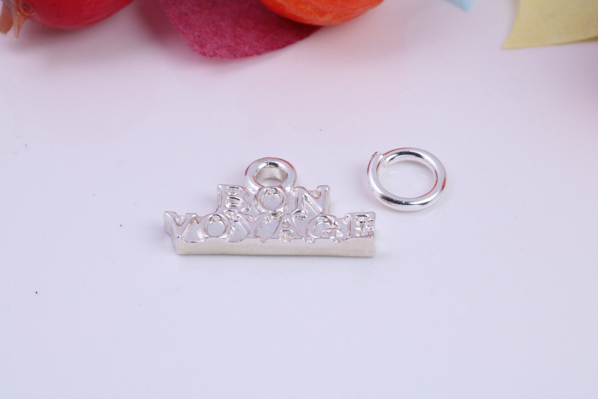Bon Voyage Charm, Traditional Charm, Made from Solid 925 Grade Sterling Silver, Complete with Attachment Link