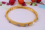 Hinged Bangle set with Diamond White Cubic Zirconia, Made from solid Sterling Silver, 18ct Yellow Gold Plated, Matt Finished