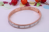 Hinged Bangle set with Diamond White Cubic Zirconia, Made from solid Sterling Silver, 18ct Rose Gold Plated, Matt Finished