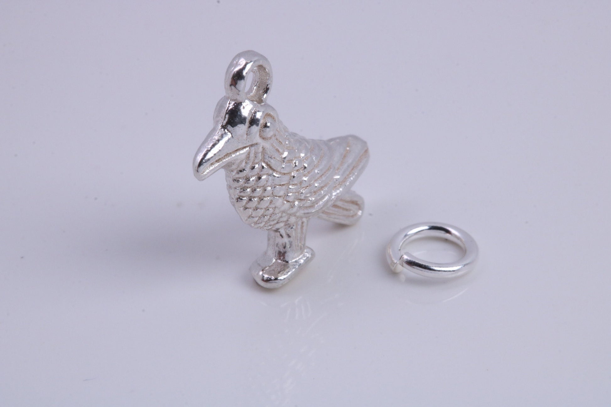 Raven Charm, Traditional Charm, Made from Solid 925 Grade Sterling Silver, Complete with Attachment Link