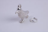 Raven Charm, Made from Solid Cast Silver, Complete with Attachment Link