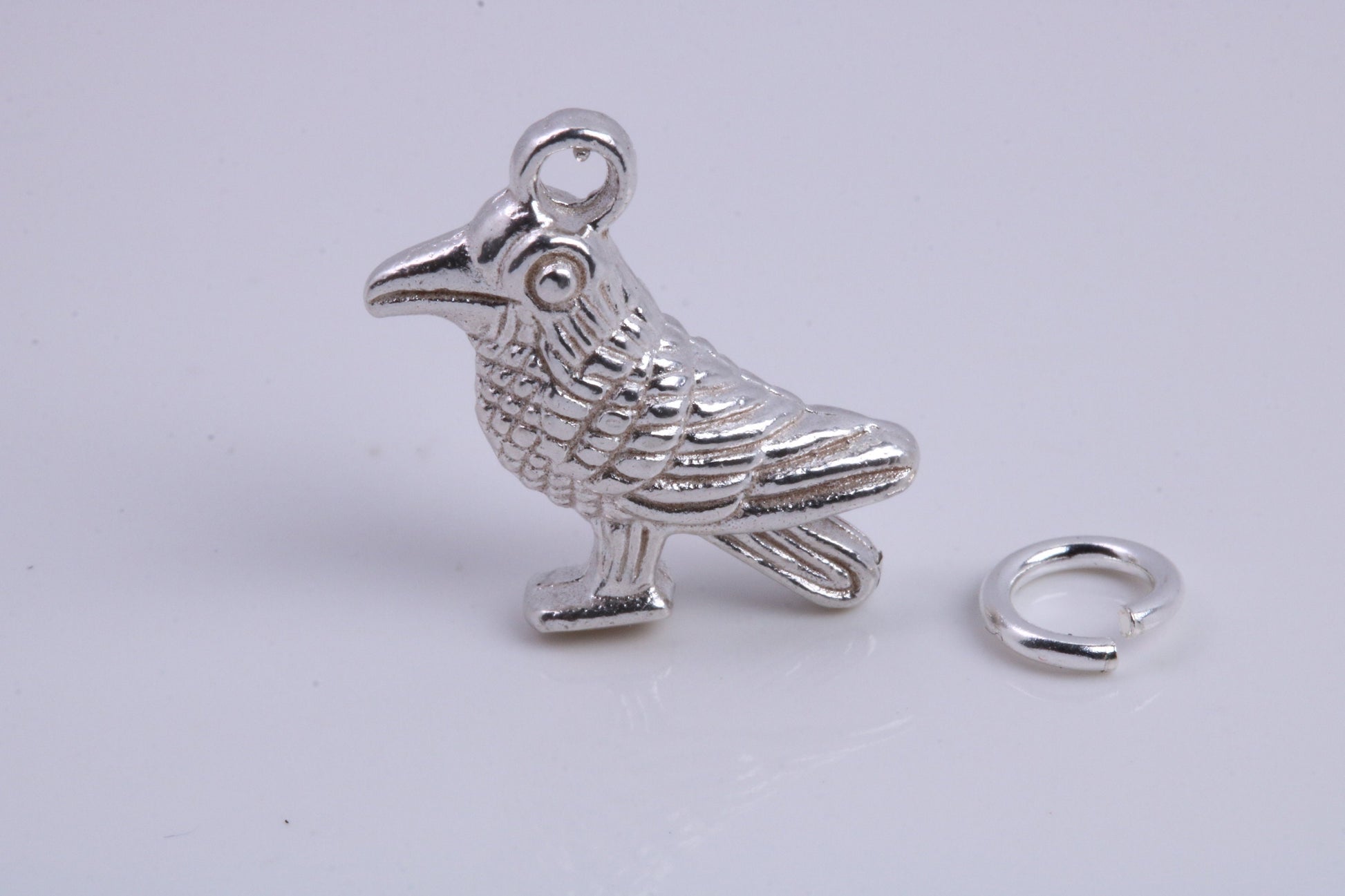 Raven Charm, Traditional Charm, Made from Solid 925 Grade Sterling Silver, Complete with Attachment Link