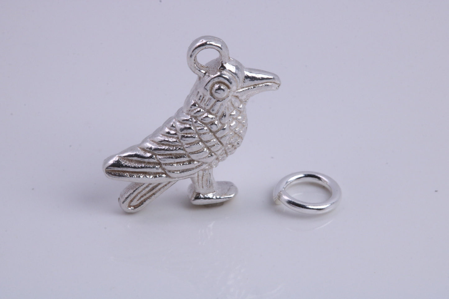 Raven Charm, Traditional Charm, Made from Solid 925 Grade Sterling Silver, Complete with Attachment Link
