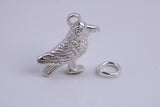 Raven Charm, Made from Solid Cast Silver, Complete with Attachment Link