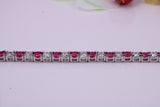 Ruby Cubic Zirconia set Tennis Bracelet, Made from solid Sterling Silver