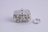 London Bus Charm, Traditional Charm, Made from Solid 925 Grade Sterling Silver, Complete with Attachment Link