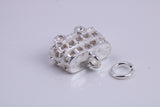 London Bus Charm, Traditional Charm, Made from Solid 925 Grade Sterling Silver, Complete with Attachment Link