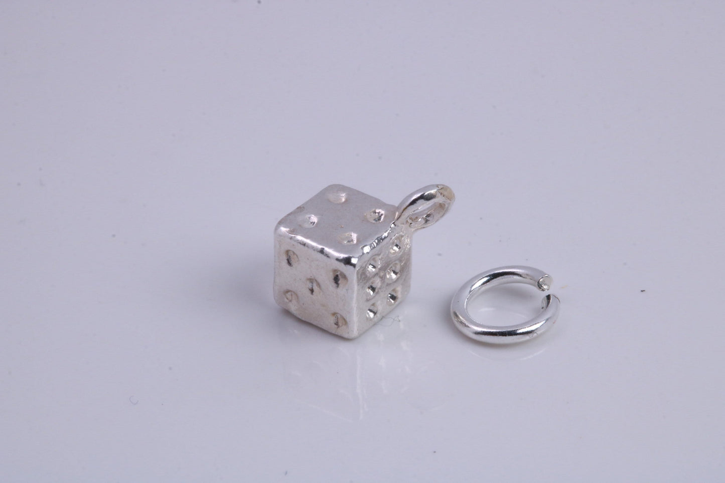 Dice Charm, Traditional Charm, Made from Solid 925 Grade Sterling Silver, Complete with Attachment Link