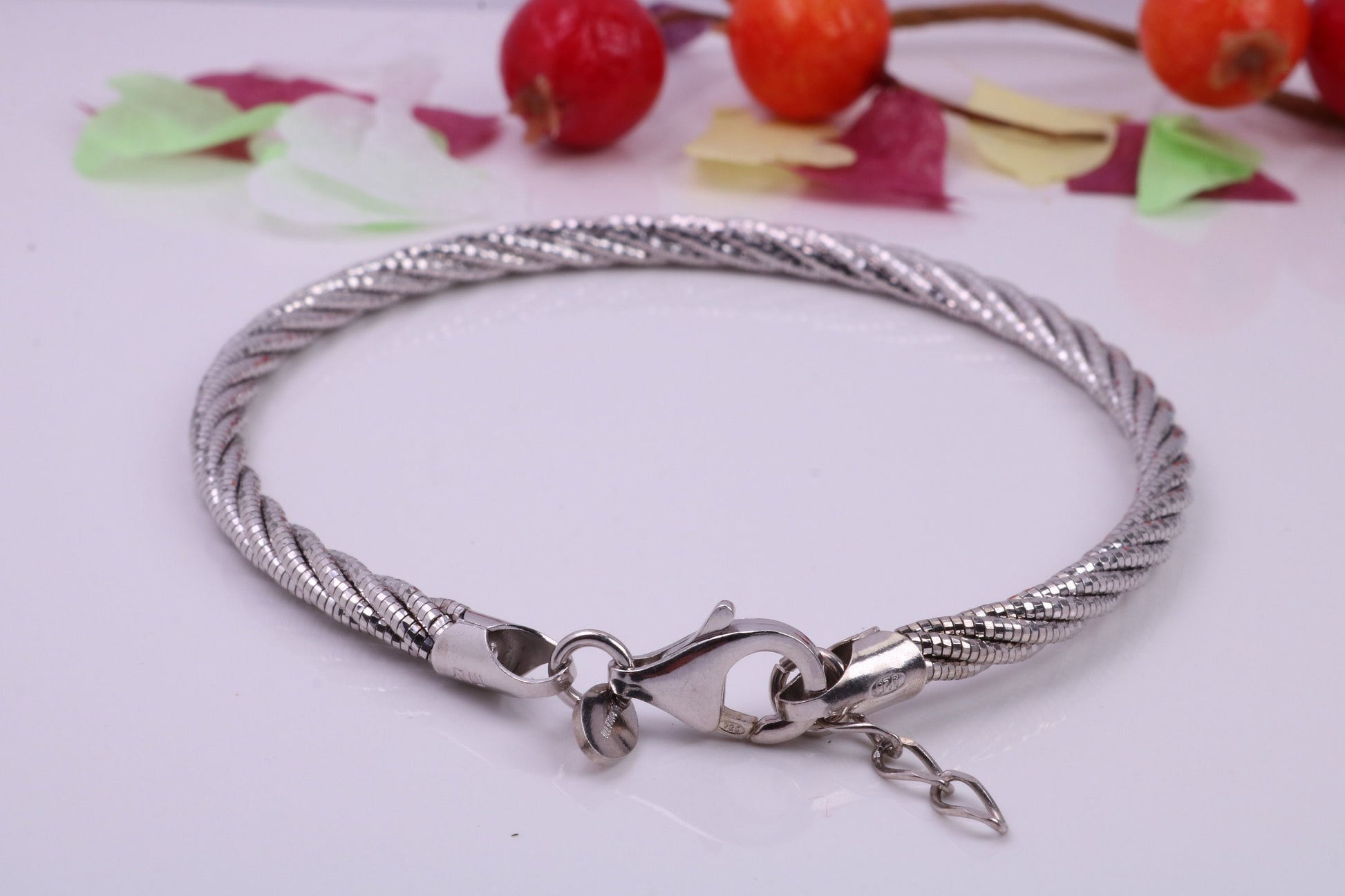 Twisted Rope Multi Stranded Bangle/Bracelet, made from solid Sterling Silver, Rhodium Plated