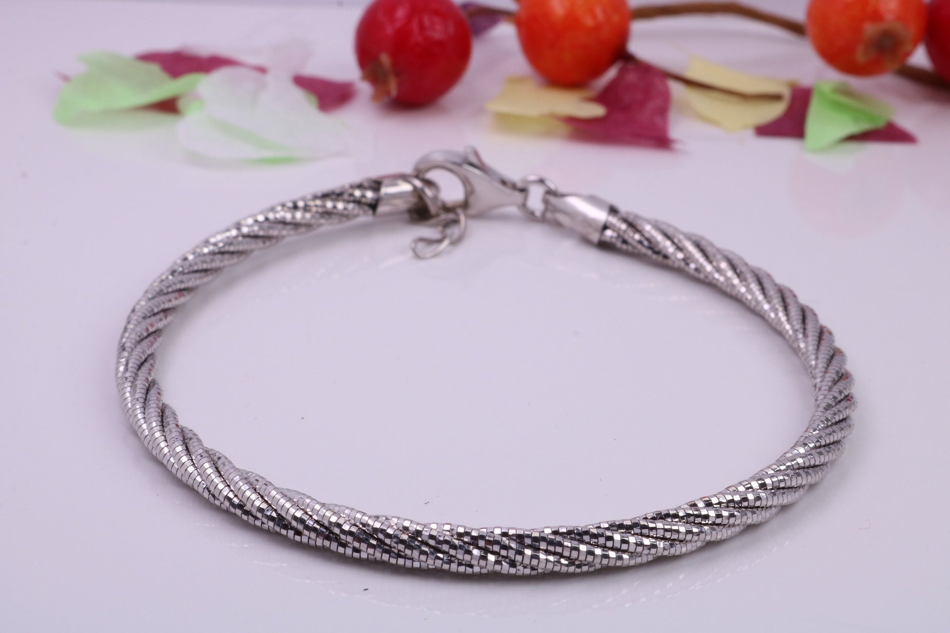 Twisted Rope Multi Stranded Bangle/Bracelet, made from solid Sterling Silver, Rhodium Plated