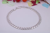 Diamond cut Flat Curb Link Bracelet, made from solid Sterling Silver, 7.50 Inches Long
