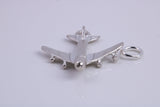 Jumbo Jet 747 Charm, Traditional Charm, Made from Solid 925 Grade Sterling Silver, Complete with Attachment Link