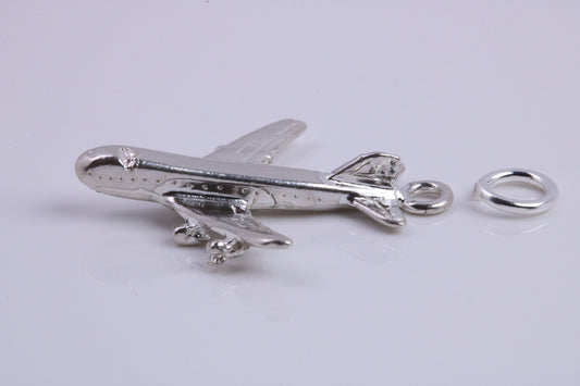 Jumbo Jet 747 Charm, Traditional Charm, Made from Solid 925 Grade Sterling Silver, Complete with Attachment Link