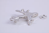 Jumbo Jet 747 Charm, Traditional Charm, Made from Solid 925 Grade Sterling Silver, Complete with Attachment Link