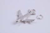 Jumbo Jet 747 Charm, Traditional Charm, Made from Solid 925 Grade Sterling Silver, Complete with Attachment Link