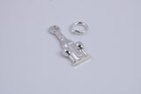 Wine Bottle and Glasses Charm, Traditional Charm, Made from Solid 925 Grade Sterling Silver, Complete with Attachment Link