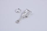 Wine Bottle and Glasses Charm, Traditional Charm, Made from Solid 925 Grade Sterling Silver, Complete with Attachment Link