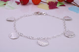 Light Weight Round Disc Bracelet, made from solid Sterling Silver, 7.50 Inches Long