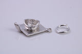 Mortar Hat Charm, Graduation Cap Charm, Traditional Charm, Made from Solid 925 Grade Sterling Silver, Complete with Attachment Link
