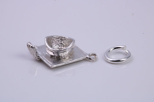 Mortar Hat Charm, Graduation Cap Charm, Traditional Charm, Made from Solid 925 Grade Sterling Silver, Complete with Attachment Link