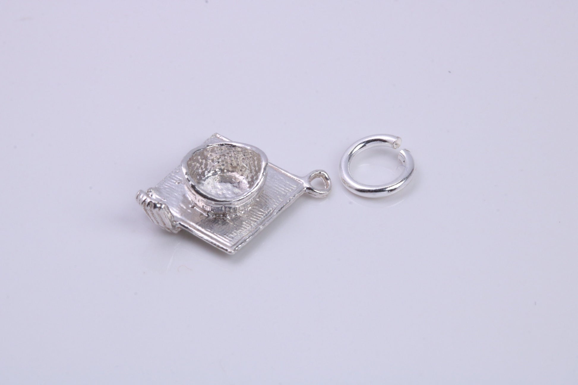 Mortar Hat Charm, Graduation Cap Charm, Traditional Charm, Made from Solid 925 Grade Sterling Silver, Complete with Attachment Link