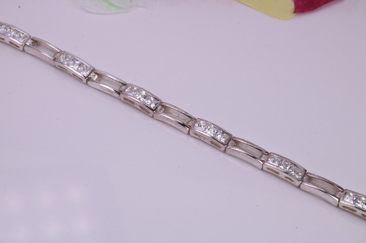 Cubic Zirconia set Tennis Bracelet, made from solid Sterling Silver, Platinum and Diamond Look for a Fraction of the cost