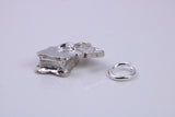 Tea Bag Charm, Traditional Charm, Made from Solid 925 Grade Sterling Silver, Complete with Attachment Link