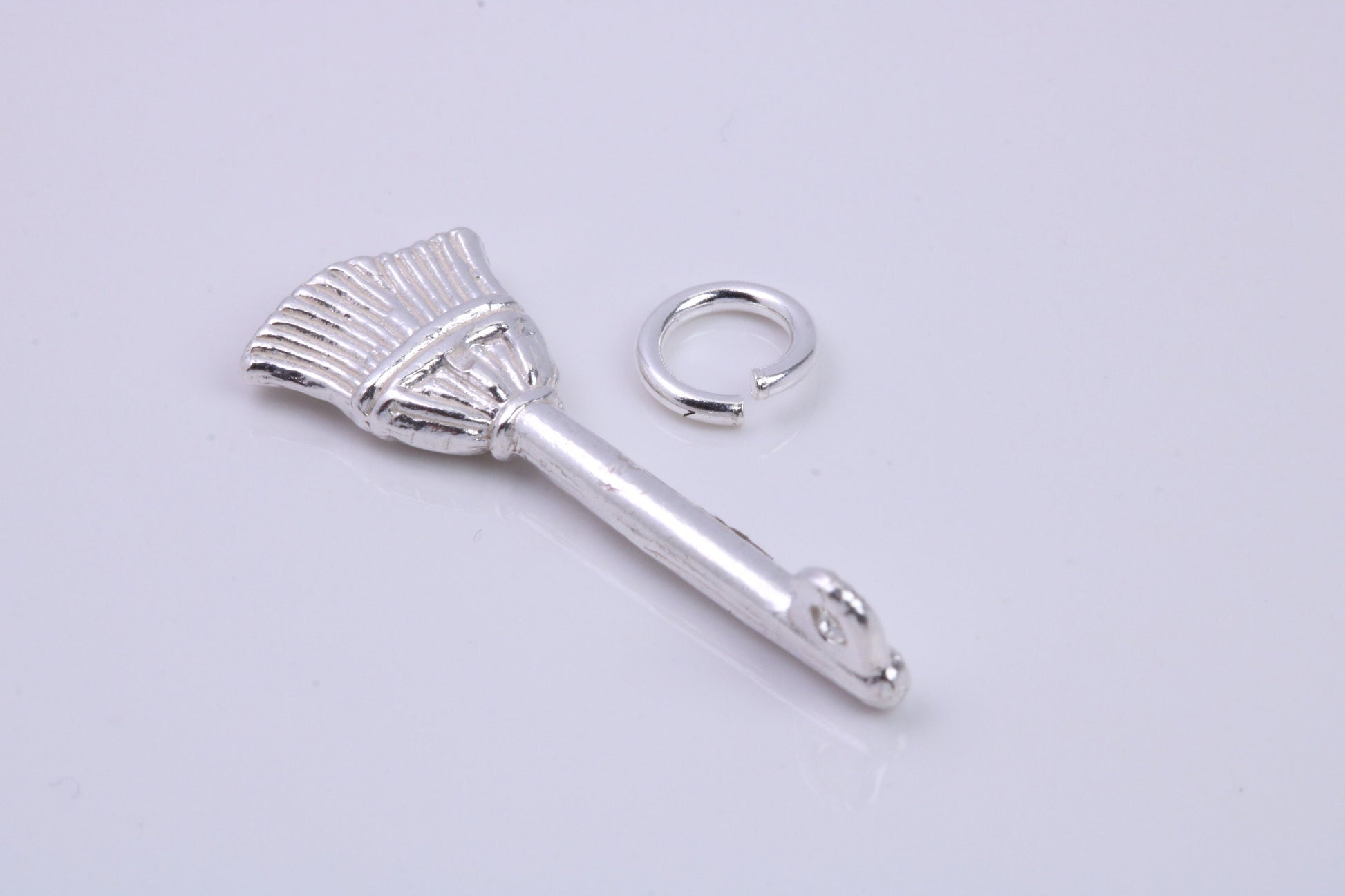 Witches Broom Stick Charm, Traditional Charm, Made from Solid 925 Grade Sterling Silver, Complete with Attachment Link